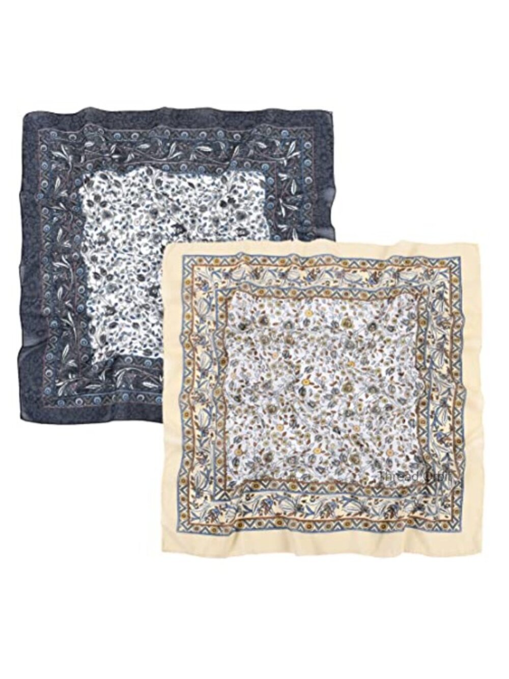 Women's 2PCS Square Scarf Set Cotton/Polyester Blend 27.5in Head Neck Hair Wrap